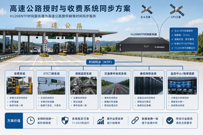 HJ208網絡時間服務器為某高速公路路段提供同步授時服務