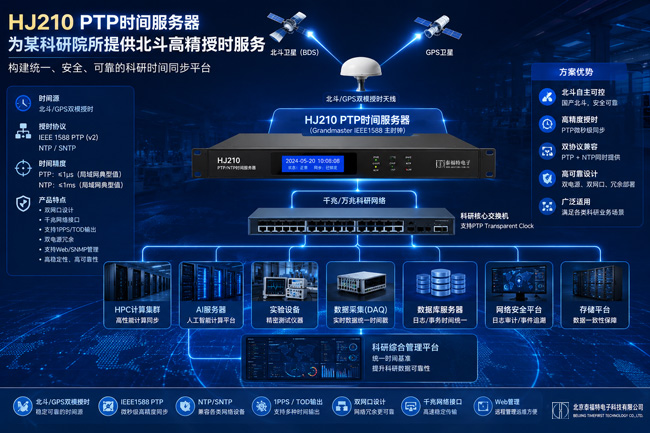 HJ210 PTP服務器為某科研單位提供高精度授時服務